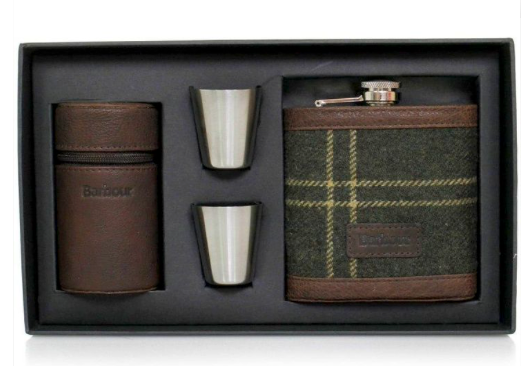 Barbour Geschenkset: Flachmann mit Bechern