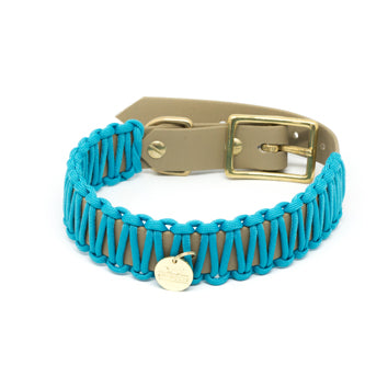 Stilhütte Halsband Biothane Paracord 'cognac/türkis'