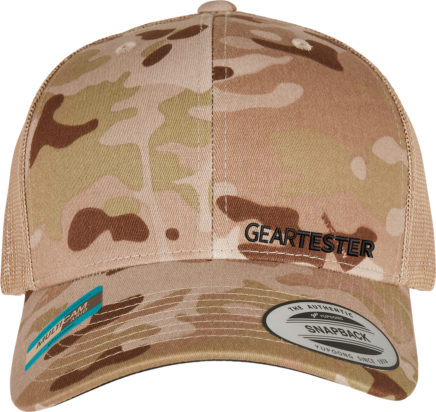Geartester Multicam Retro Trucker-Kappe, kleines Logo