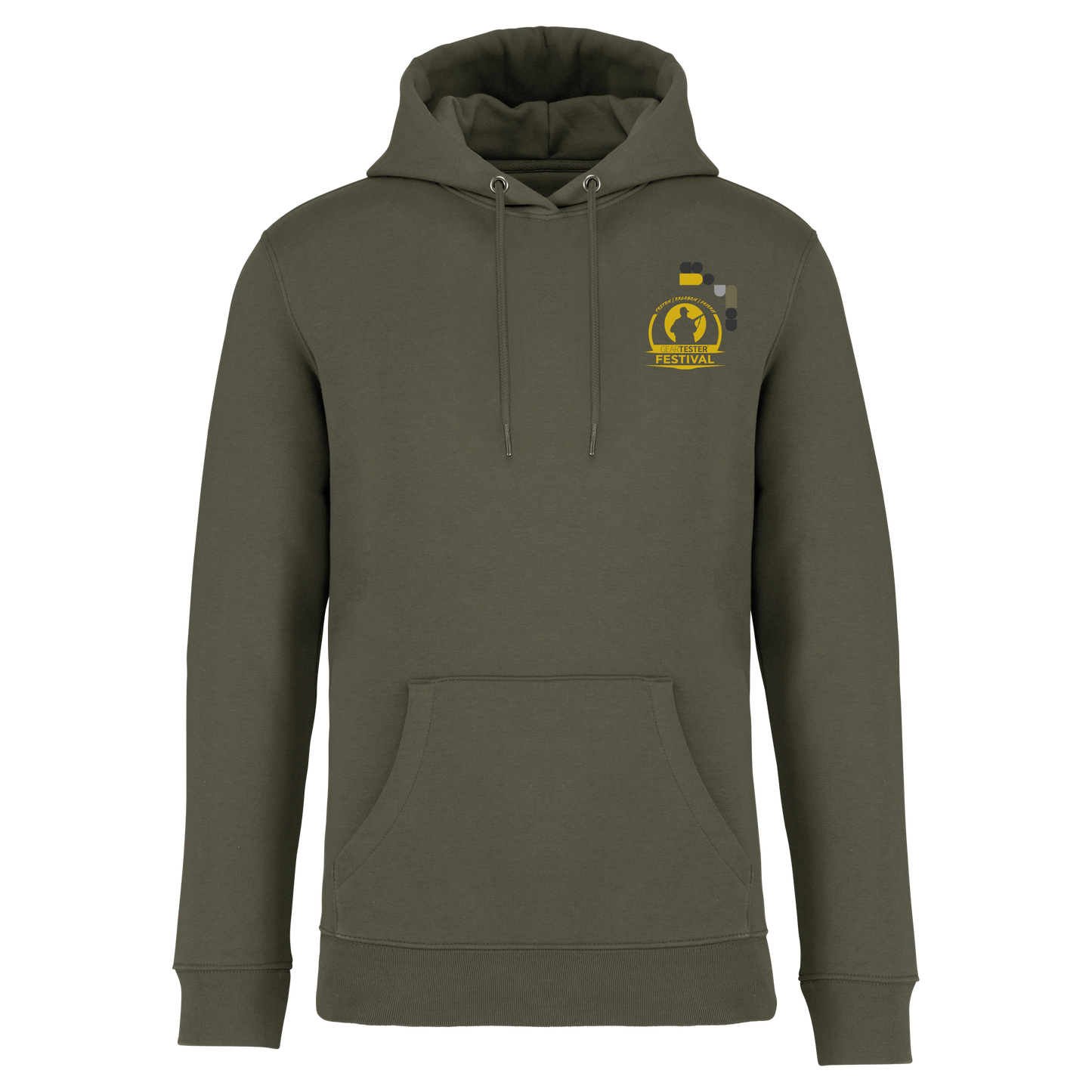 Geartester Festival Bio Hoodie, kleines Logo