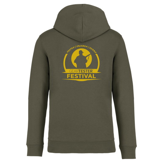 Geartester Festival Bio Hoodie, kleines Logo