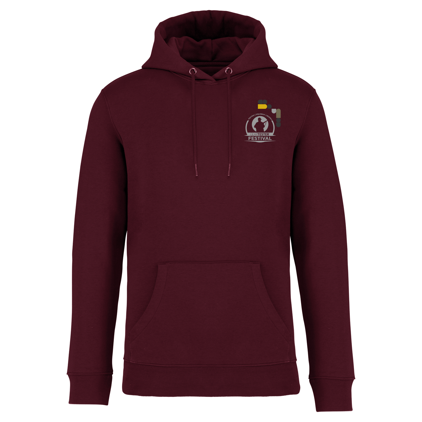 Geartester Festival Bio Hoodie, kleines Logo
