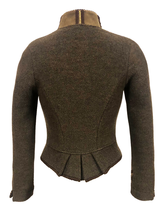 Litzlfelder elegante Damen-Strickjacke mit Schößchen braun