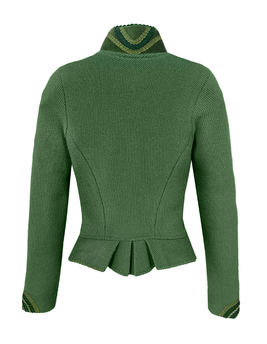 Litzlfelder Strickjacke Alice X in maigrün mit edlem Kragen