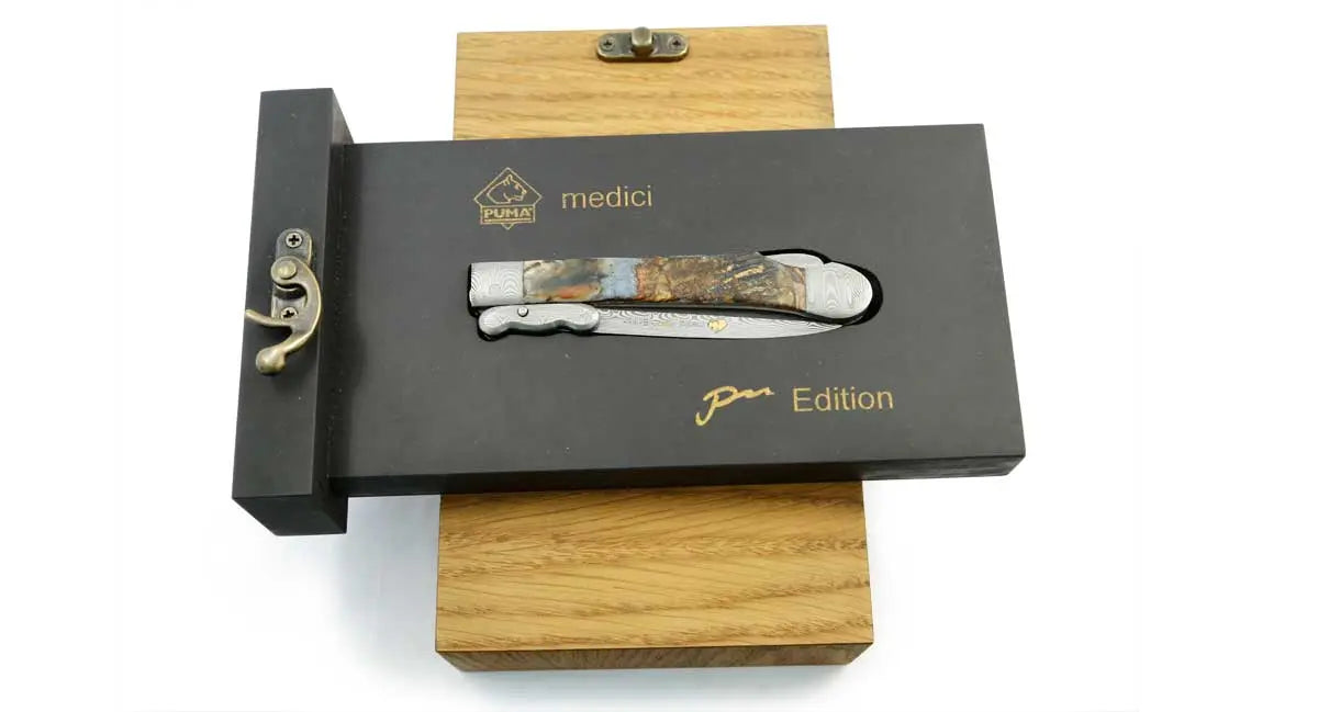 PUMA medici PM-edition, limitiert auf 50 Stück, Goldätzung, DAMASTEEL® DS93X™