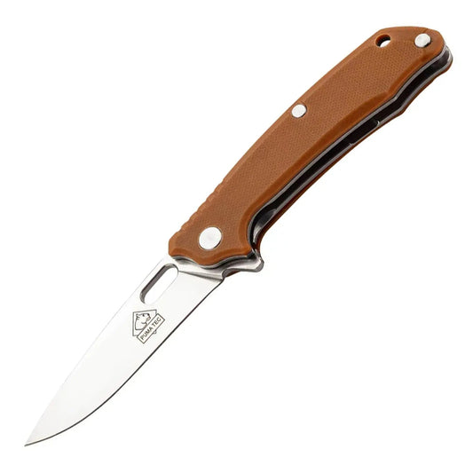 PUMA TEC Einhandmesser (sandfarbene G10, Flipper, Frame Lock)
