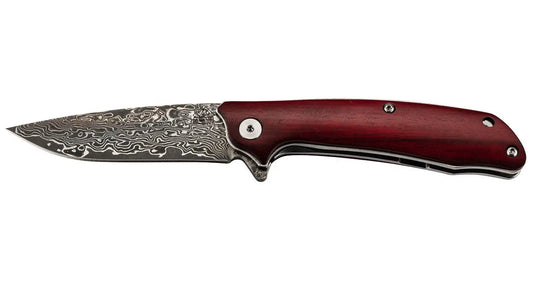 PUMA TEC Damast-Einhandmesser, Sandelholz mit Clip