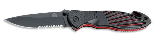 PUMA TEC Einhand-Rettungsmesser (Liner Lock Skelett schwarz)