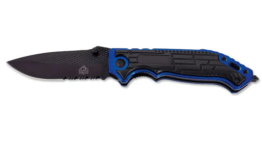 PUMA TEC Einhandmesser mit Glasbrecher, schwarz/blau
