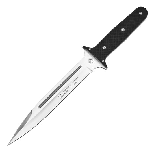 PUMA XP pig sticker 13, Abfangmesser, Pakkaholz schwarz mit Fischhaut, Kydex Scheide