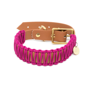 Stilhütte Halsband Biothane Paracord 'cognac/fuchsia'