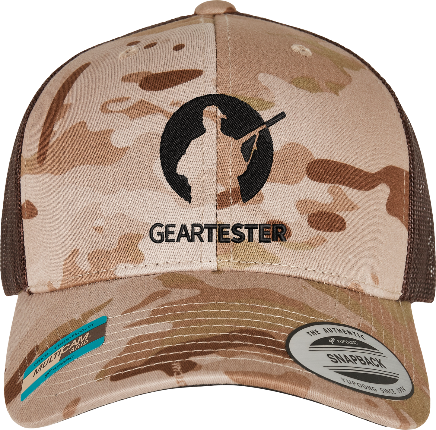 Geartester Multicam Retro Trucker-Kappe, großes Logo