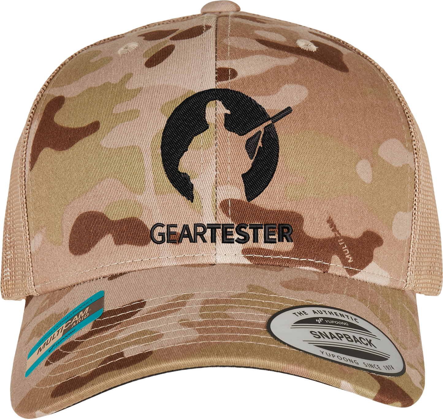 Geartester Multicam Retro Trucker-Kappe, großes Logo