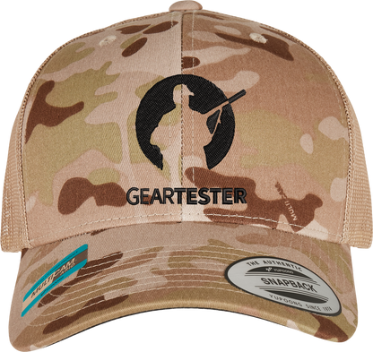 Geartester Multicam Retro Trucker-Kappe, großes Logo