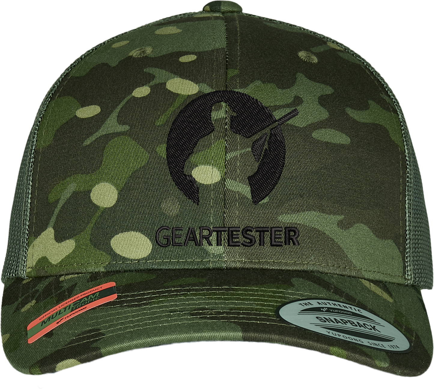 Geartester Multicam Retro Trucker-Kappe, großes Logo