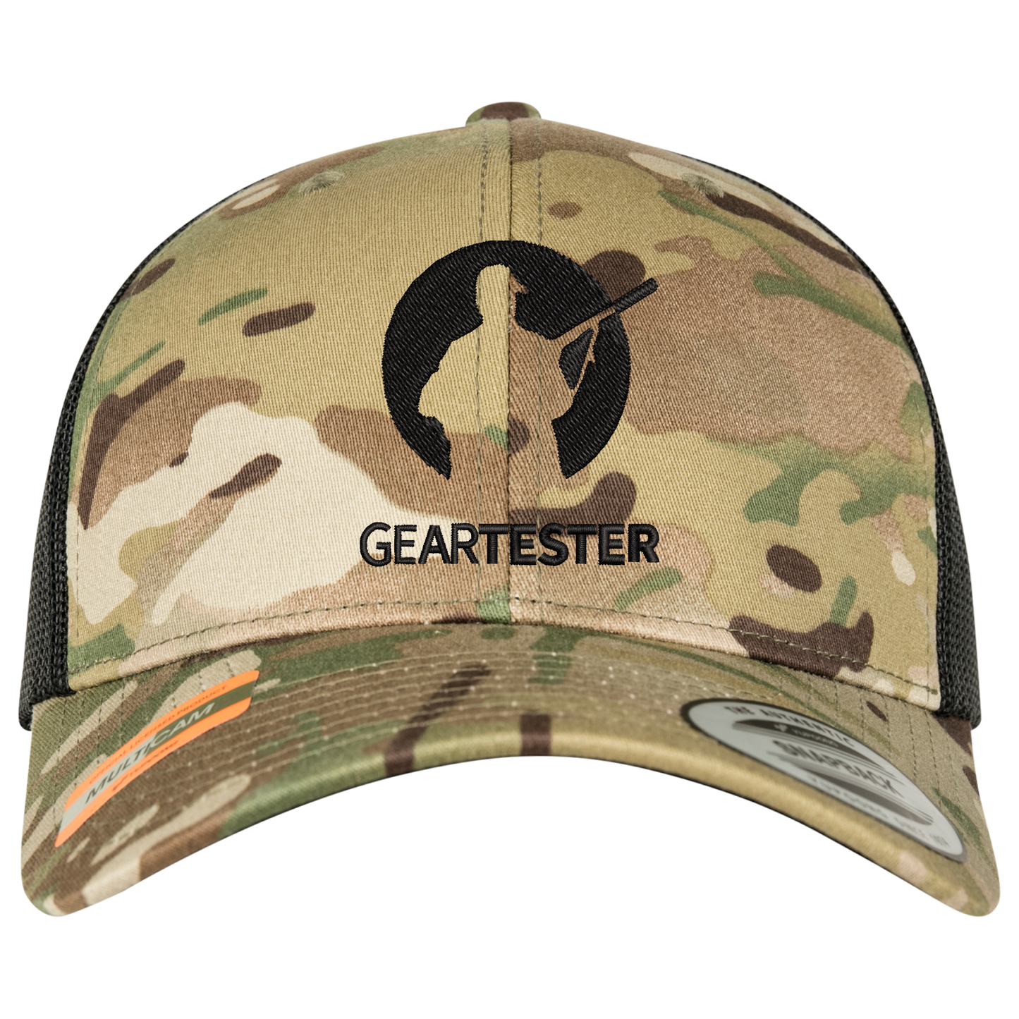 Geartester Multicam Retro Trucker-Kappe, großes Logo