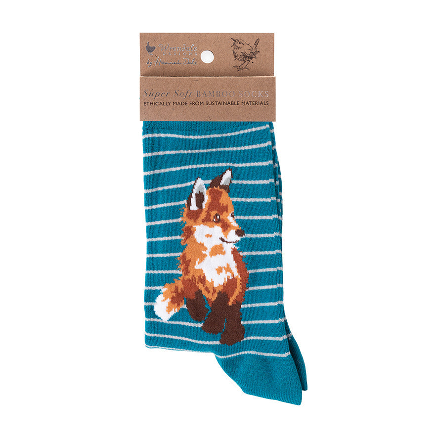 Wrendale Socken "Born to be Wild" mit Fuchs